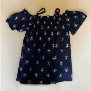 Kids navy floral off the shoulder top
